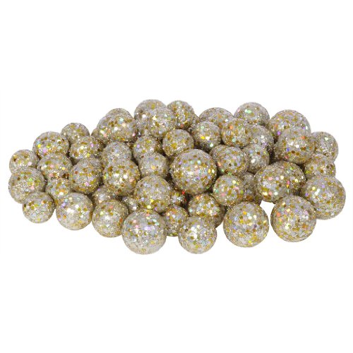 Vickerman 32953 – 20-25-30MM Champagne Glitter Ball Christmas Ornament (68-72 pack) (L132211)