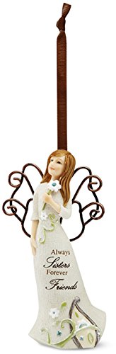 Perfectly Paisley Sister Angel Ornament by Pavilion, 4-1/2-Inch Tall, Includes Ribbon for Hanging, Inscription Always Sisters forever Friends
