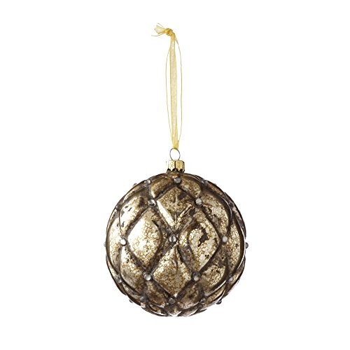 Sage & Co. XAO16736GD 4″ Glass Tufted Ball Ornament