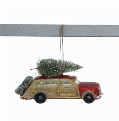 Red Glass Classic Car Hanging Christmas Tree Ornament