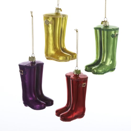 4″ Noble Gem Hot Color Rain Boots Ornament Set OF 4