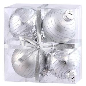 Vickerman Christmas Trees N110807A Assorted Ball Ornament, 80mm, Silver, Set of 4