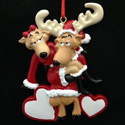 Santa Deer Couple Personalized Ornament