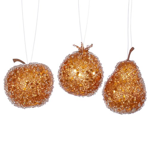 Vickerman 32060 – 3.2″ Burnished Orange Glitter Beaded Fruit Christmas Tree Ornament (3 pack) (J134918)