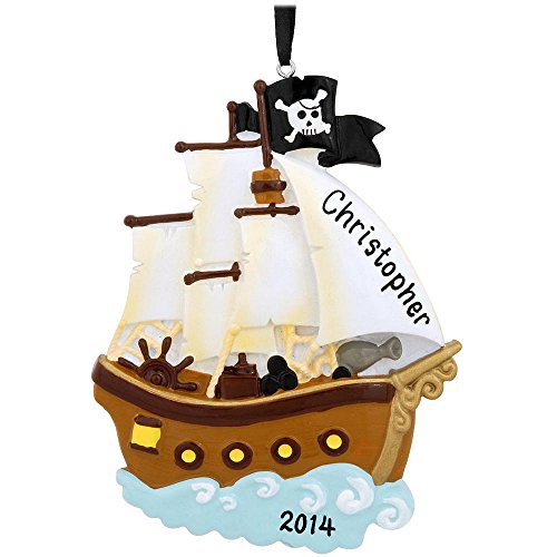 Pirate Ship Boat Personalized Christmas Tree Ornament