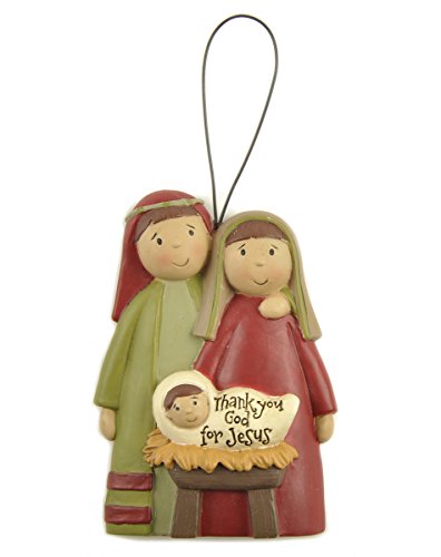 Thank You God for Jesus Mary, Joseph and Baby Jesus Resin Stone Christmas Nativity Ornament