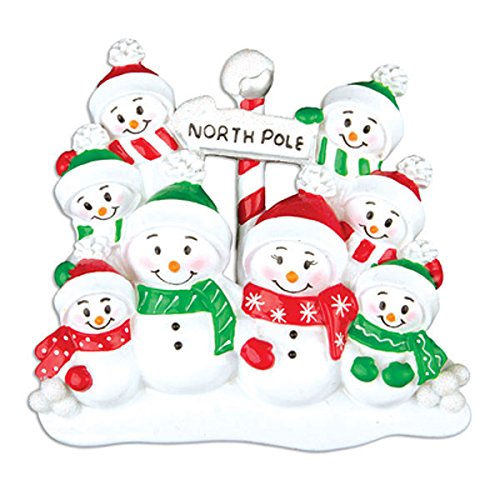 North Pole Family of 8 Personalized Christmas Ornament Or967-8