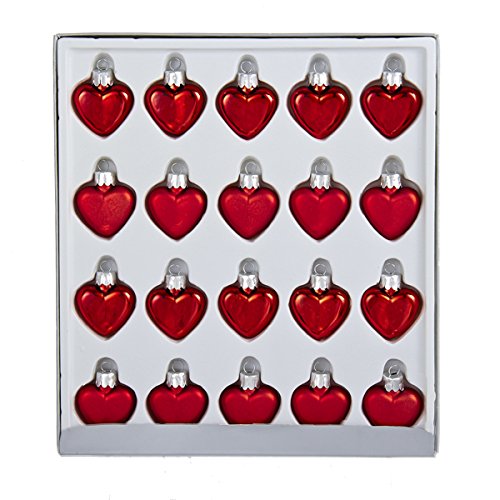 Kurt Adler Petite Treasures Mini Red Heart Ornament, Set of 20