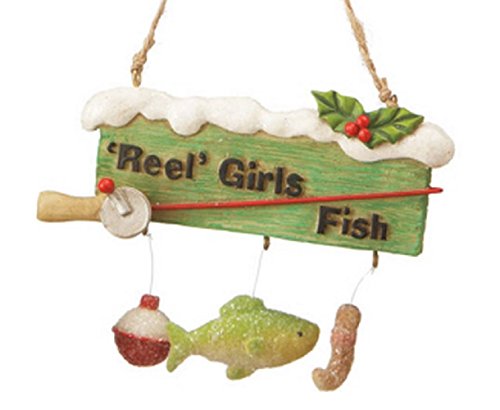 Whimsical Reel Girls Fish Christmas Tree Ornament