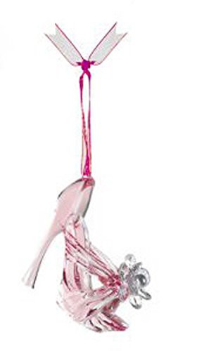 Ganz Transparent Pink Colored Glass High Heeled Shoe Christmas Ornament