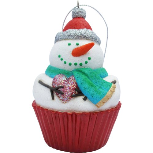 Jillson Roberts Christmas Cupcake Ornament, Red Frosty Glitter