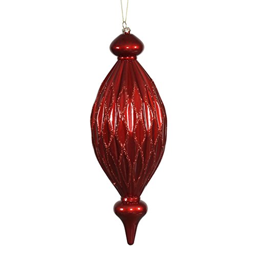 Vickerman 342183 – 12″ Red Candy Glitter Diamond Finial Christmas Tree Ornament (M145803)