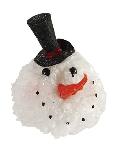 Blossom Bucket Lighted Snowman Head with Black Hat Ornament