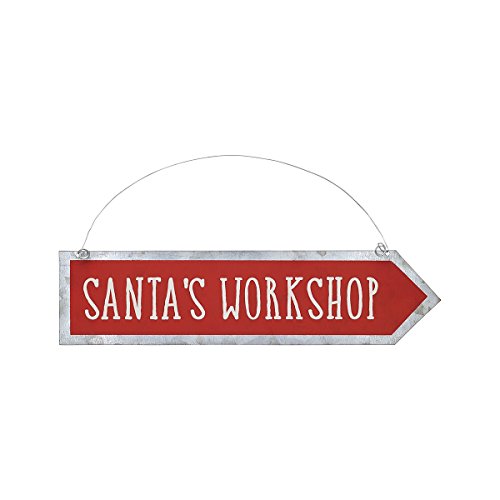 Christmas Tin Arrow Ornament / Sign (Santa’s Workshop)