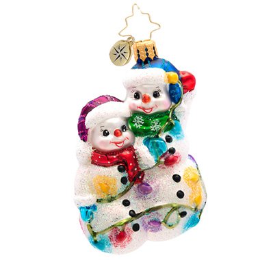 Christopher Radko Glass Snowmen Glowmen Gem Christmas Ornament #1017212