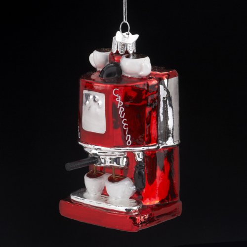 Kurt Adler 4-Inch Noble Gems Glass Espresso/Cappuccino Machine Ornament