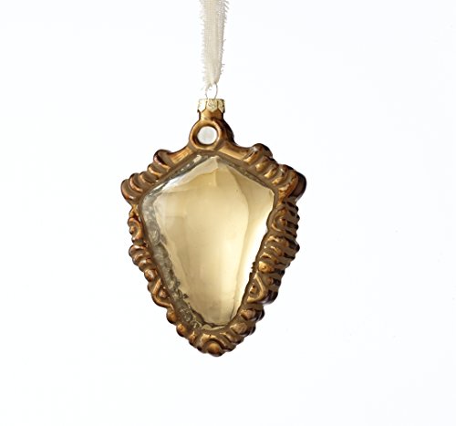 Sage & Co. XAO16951GD Glass Tarnished Shield Ornament, 5-Inch