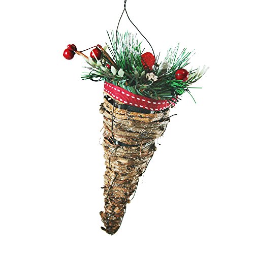 Natural Pine Cone Christmas Ornament with Berry Accents