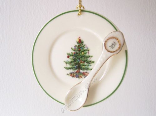 Spode Christmas Tree Plate & Spoon Ornament.
