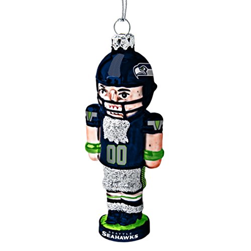 NFL Seattle Seahawks Football Nutcracker Ornament, 4″, Silver
