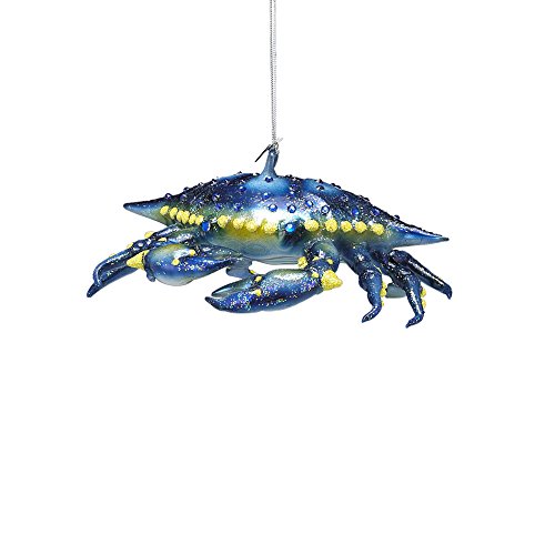 Kurt Adler Noble Gems Glass Blue Crab Ornament, 5-Inch