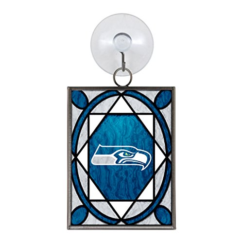 NFL Seattle Seahawks Stained Glass Window Ornament, 3.75″, Silver