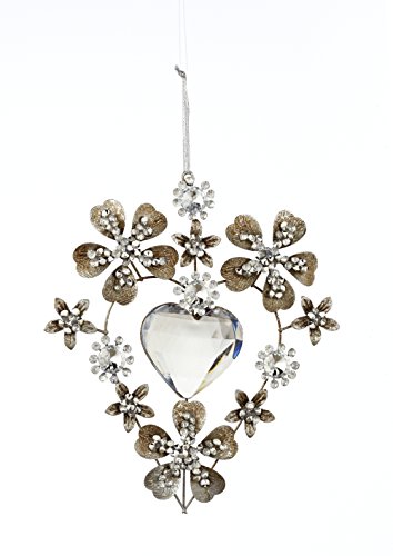 Sage & Co. XAO17303PL 6.5″ Jeweled Tin Heart Ornament