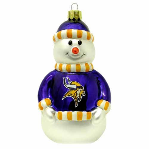 NFL Minnesota Vikings Blown Glass Snowman Ornament