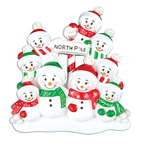 North Pole Family of 9 Personalized Christmas Ornament Or967-9