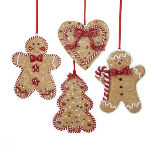 Gingerbread Men, Tree And Heart Ornament Set OF 4