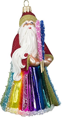 Joy to the World Rainbow Santa Christmas Ornament