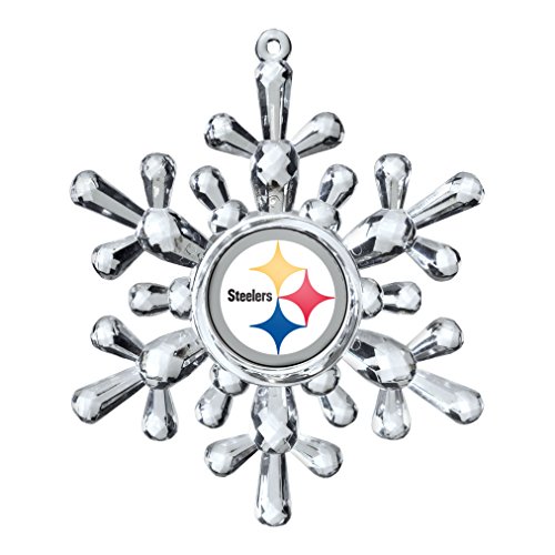 NFL Pittsburgh Steelers Traditional Snowflake Ornament, 4.5″ in Diameter, Clear