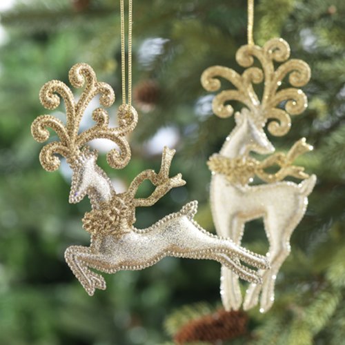 RAZ Leaping Deer Ornaments, Set of 2