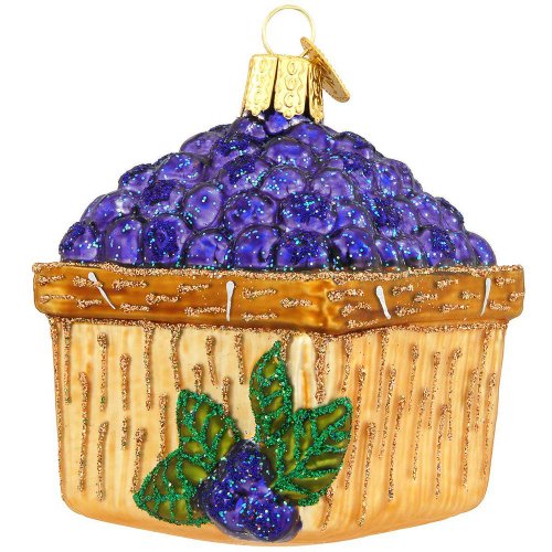 Old World Christmas Ornament Basket of Blueberries