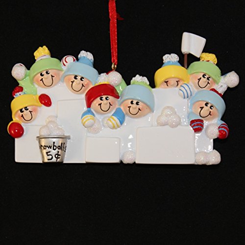 4234 Snowballs Family of 8 Hand Personalized Christmas Ornament