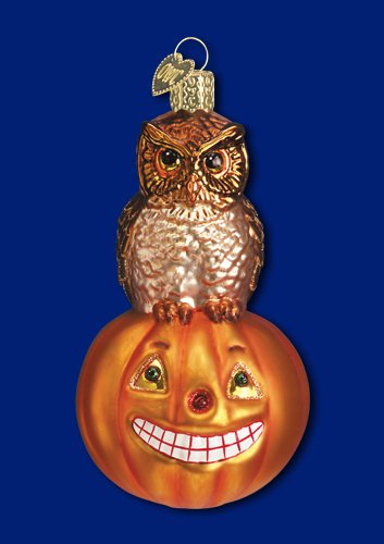 OWL & PUMPKIN Jack O lantern Halloween Ornament Old World Christmas NEW IN BOX