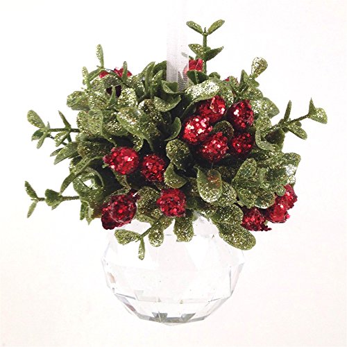 Acrylic Kissing Krystal #KK10 Facet Christmas Mistletoe Ornament with Hanger