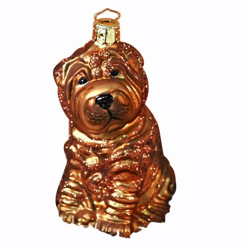 Chinese Shar-Pei Dog Christmas Ornament (Fawn) created by European artisans for ORNAMENTS TO REMEMBER