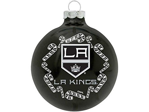 Los Angeles Kings NHL 2 5/8” Painted Round Candy Cane Christmas Tree Ornament