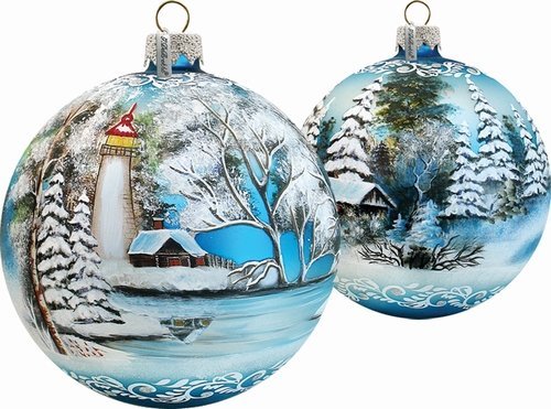G. Debrekht Limited Edition Winter Lighthouse Glass Ornament, 5.5″/X-Large