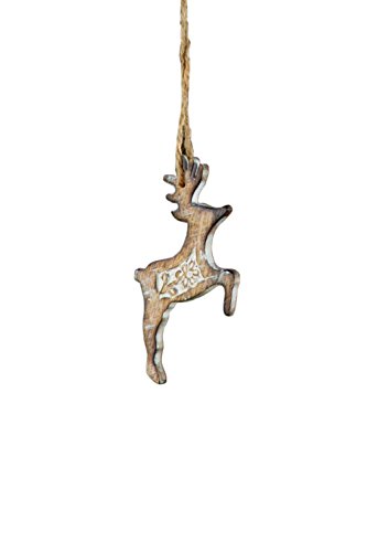 Sage & Co. XAO14546WH Carved Deer Ornament
