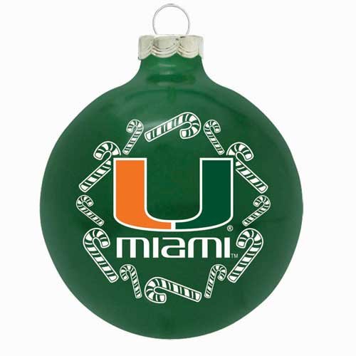 University of Miami Glass Ball Ornament