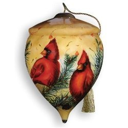 Ne’Qwa Ornament “Cardinal Gathering”, 5-Inches Tall, Pear Shape, Designed by noted artist Michelle Palmer