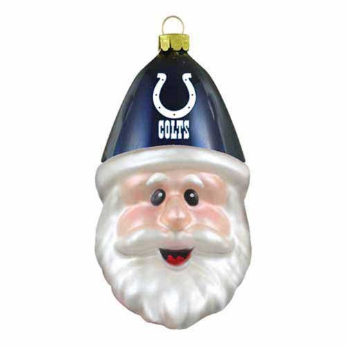 Indianapolis Colts Blown Glass Santa Cap Christmas Tree Ornament