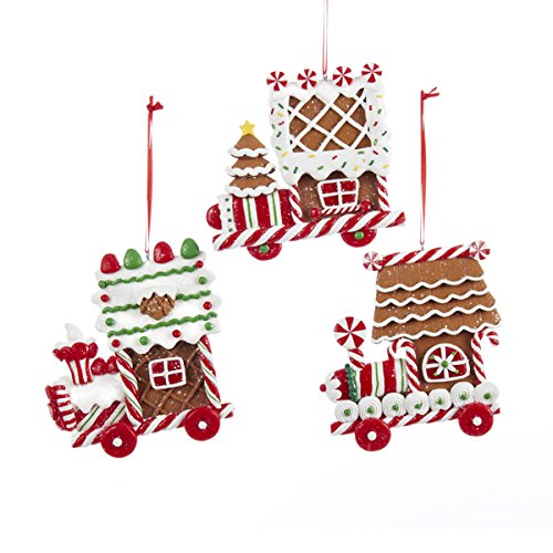 Clay Dough Gingerbread Flat Train Ornaments (set OF 3 Assorted)
