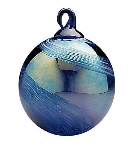 Glass Cobalt Feather Globe Ornament