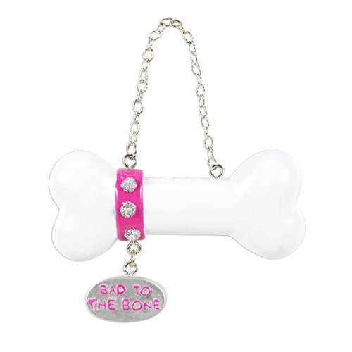 “Bad To The Bone” Personalized Dog Ornament Pink