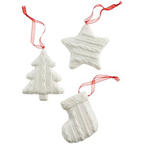 Holiday Lane Set of 3 Quilted Porcelain Ornaments