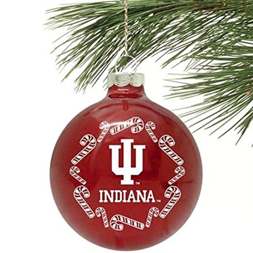 NCAA Candy Cane Traditional Glass Ball Christmas Ornament- 2 5/8″-Indiana Hoosiers