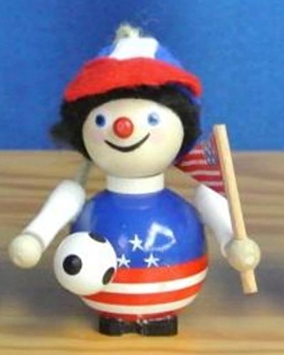 Steinbach Soccer Player with American Flag German Wooden Christmas Ornament